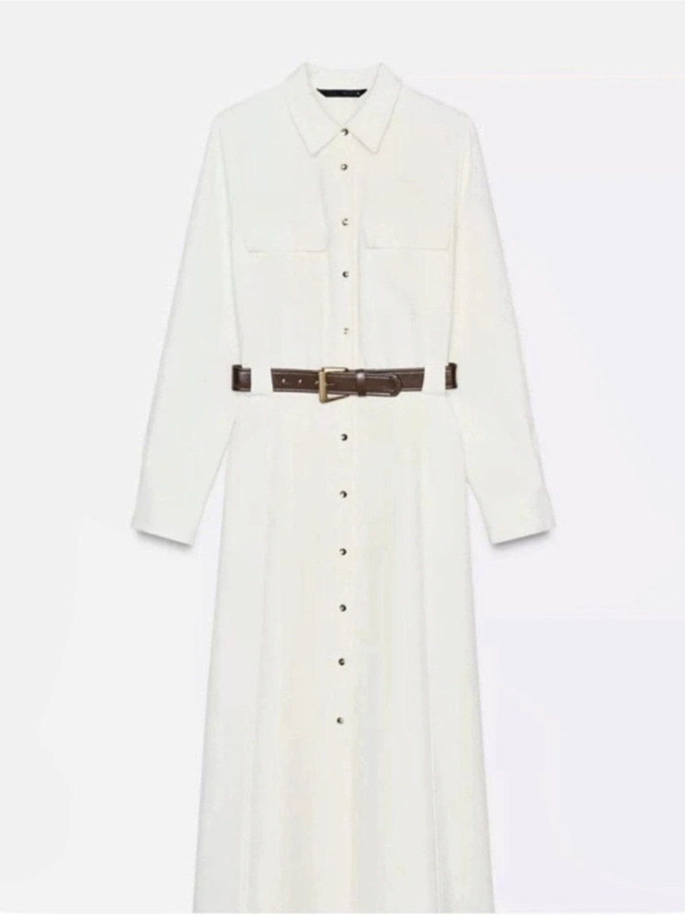 Zara White Belted Maxi Dress Like New